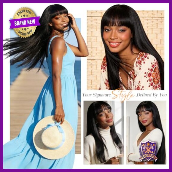 250 Density HD Lace Front Wig with Bangs, Glueless Brazilian Human Hair 22 Inch main image 6